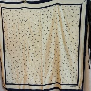 Yves Saint Laurent Ivory and Navy Signature scarf